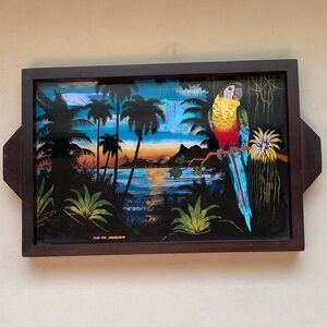 Vibrant Parrot Wall Art with Dark Frame